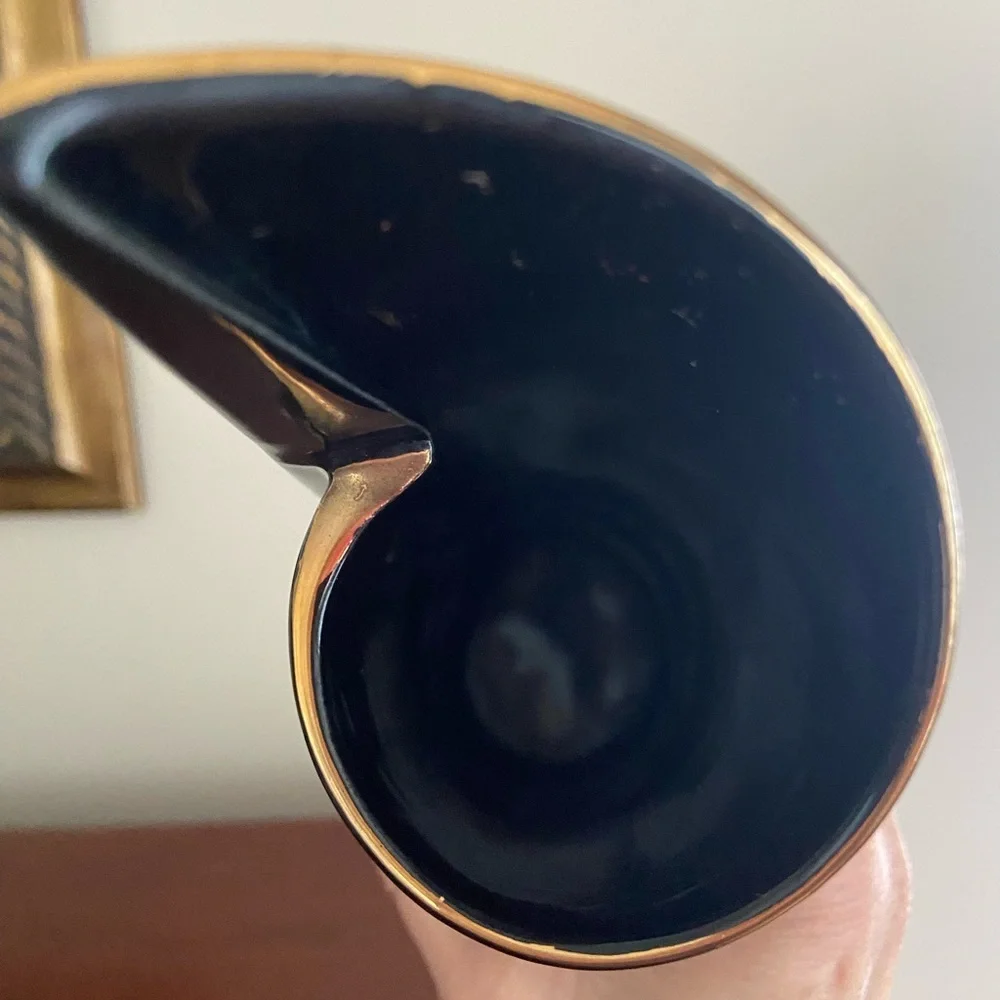 JAPAN TALL YAMAJI Wrap Black PORCELAIN VASE - Gold FLORAL & BIRD DESIGN